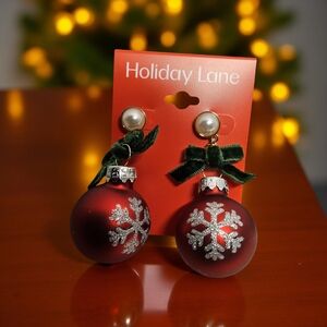 Macy's Red and Silver Festive Earrings